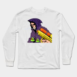 cute grim reaper with water game duck Long Sleeve T-Shirt